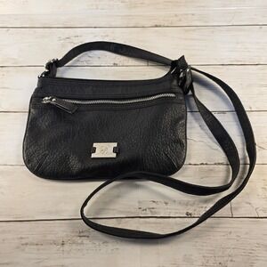 Style & Co Black Pebbled Faux Leather Crossbody Bag Silver Hardware Purse